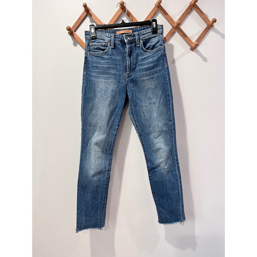 Joes Jeans The Charlie High Rise Skinny Ankle Jeans Blue Denim Frayed Hem Sz 24 - Picture 3 of 9